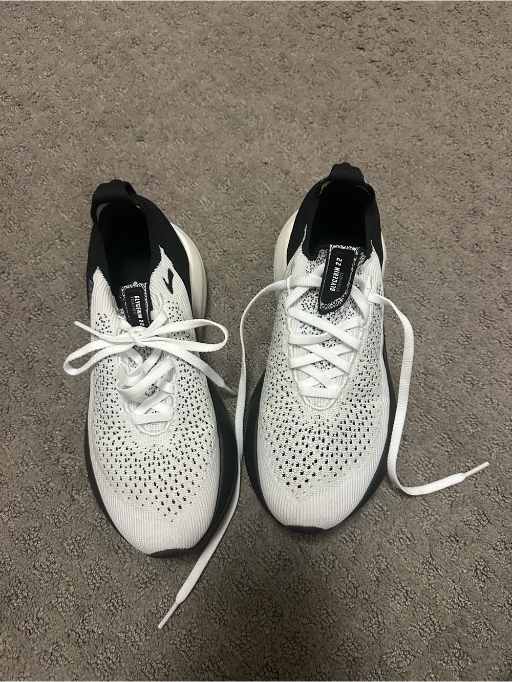 Brooks White and Black Athletic Sneakers
